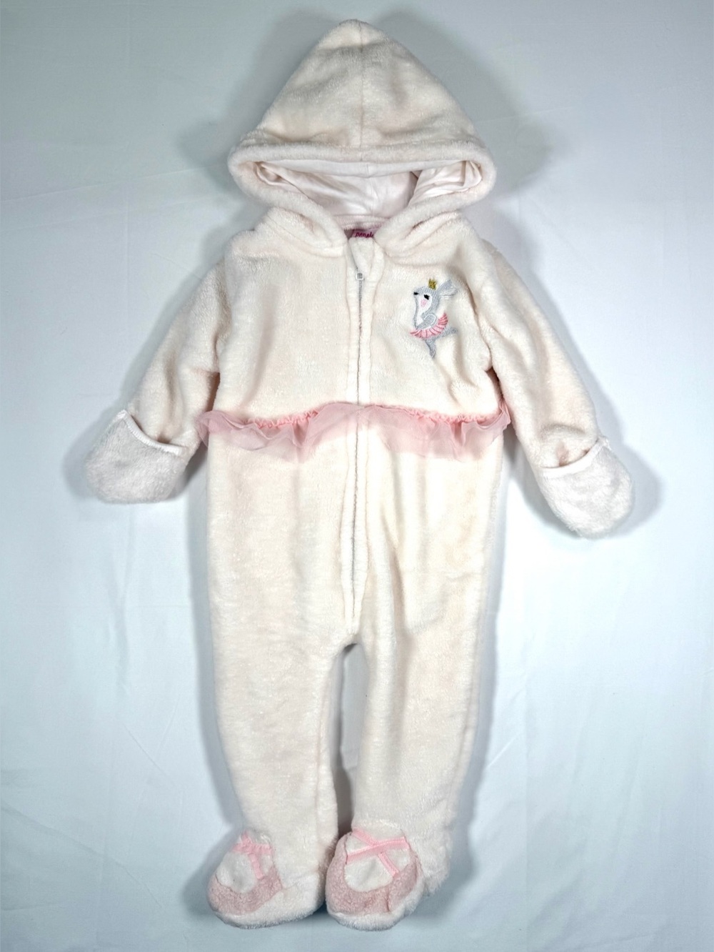 PENELOPE MACK Plush Ballerina Hooded Footed Pram Suit 6-9 Months Baby‎ Girls